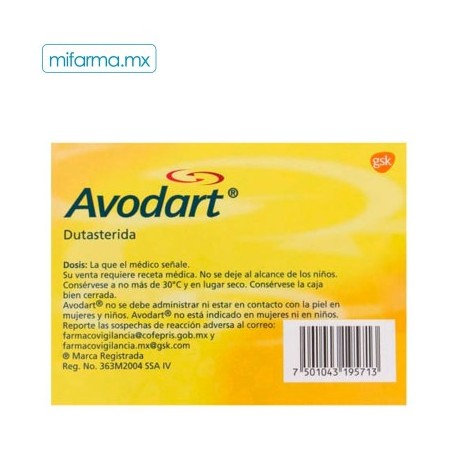 Avodart 0.5mg c/30 cápsulas