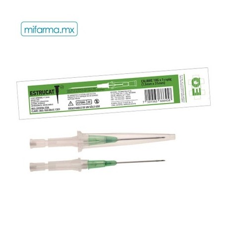 Catetér Estrucat Intravenoso Verde Calibre 18G...