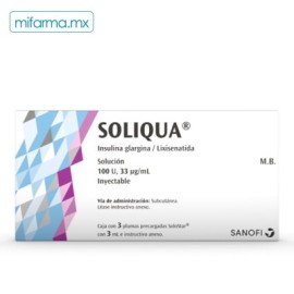 Soliqua 100 U, 33 mcg/ml c/3 Plumas